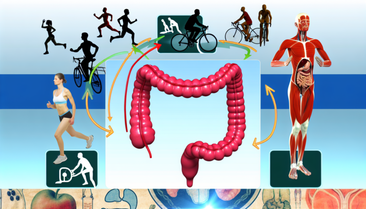 composizione di immagini che vuole indicare un legame tra intestino ed attività sportiva