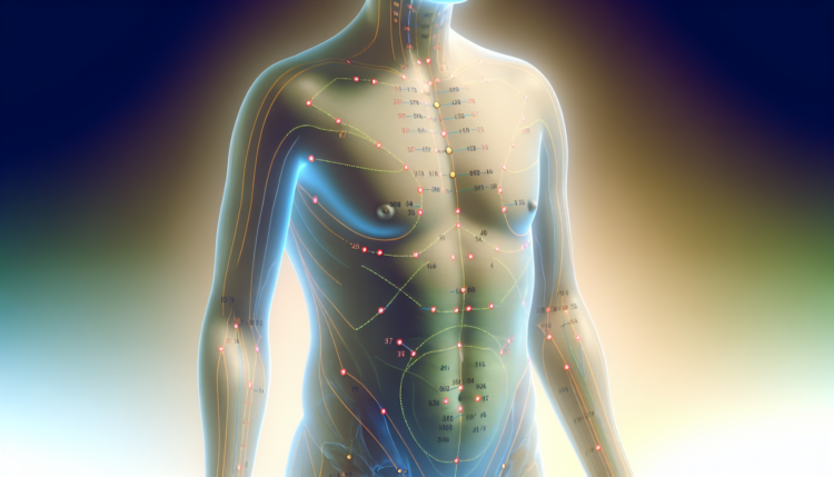 immagine che illustri la struttura del corpo umano, evidenziando i punti di agopuntura utilizzati per il dimagrimento.